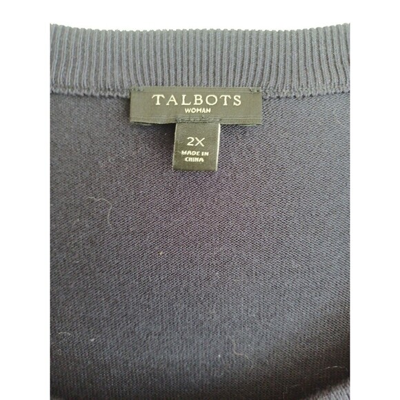 Talbots metallic striped sweater 2X plus gold button trim navy red nautical - Picture 3 of 9